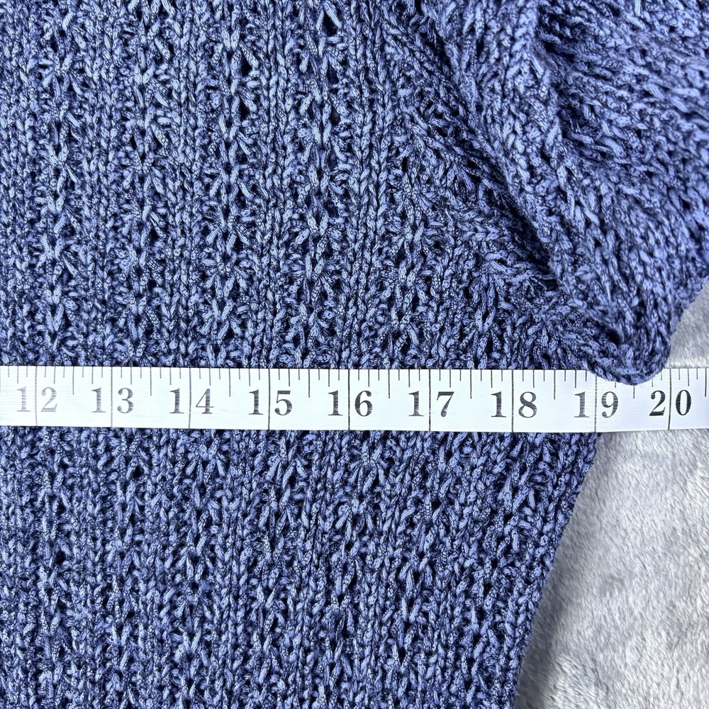 J Jill Sweater Womens Blue Small Open Knit Pullover Lightweight Boho Coastal - Picture 8 of 10